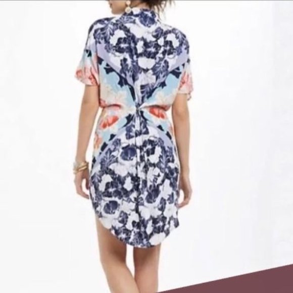 Maeve | Anthropologie | Hawaiian Floral Shirt Dress | Adjustable Waist | Small - Picture 2 of 11